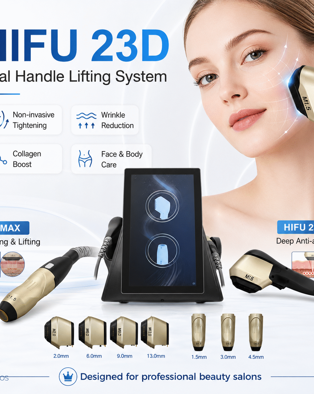 Vmax Hifu Machine 23D Hifu Machine Face Lifting Skin Tightening Care Body Slimming for Beauty Salon