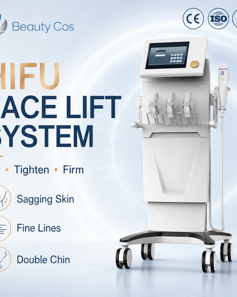 Professional 62000 Shots 7D Ultrasound HIFU Machine Desktop Legs/Arms Lifting SMAS Anti-Puffiness Whitening Commercial Use for