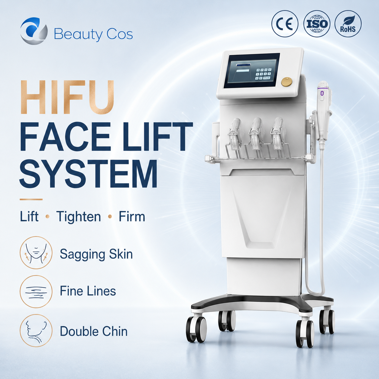 Professional 62000 Shots 7D Ultrasound HIFU Machine Desktop Legs/Arms Lifting SMAS Anti-Puffiness Whitening Commercial Use for