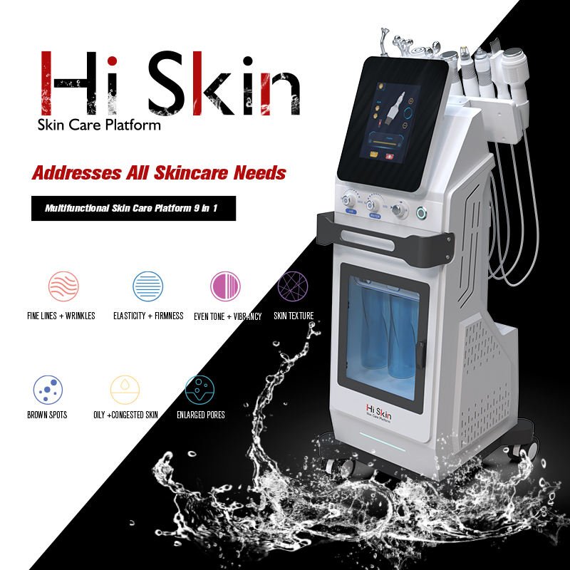 9 In 1 Multifunctional Skin Management System With Liquid Nitrogen Cold Hammer And LED Light Therapy For Professional Spas