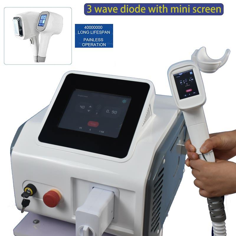 Diode Laser Hair Removal Machine 3 Wavelengths 755nm 808nm 1064nm Premium Laser Bar Intelligent Warning Minus 25 Degree for Spas