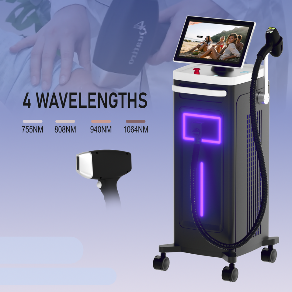 Newest 4K Ice Titanium 755nm 808nm 1064nm 1000W Pulsed Diode Laser Hair Removal Machine High Strength